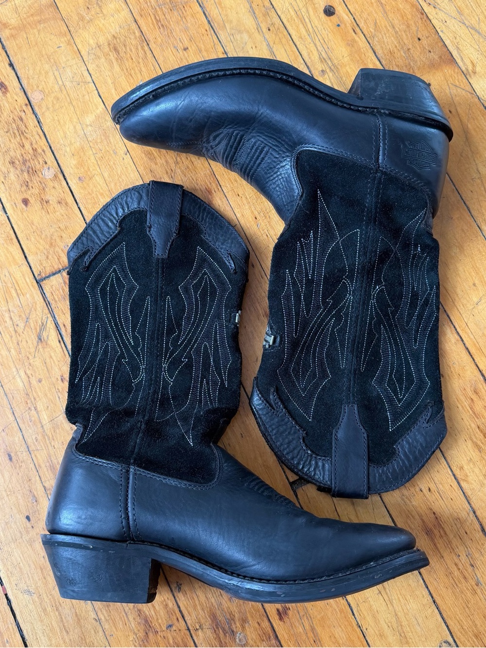 Harley-Davidson Galen Black Western Suede & Leather Boots
